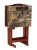 Linon Tray Table Set in Brown Faux Marble & Wood New in Box $299