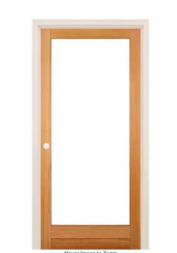 Builders Choice 28 in. x 80 in. Right-Handed Full Lite Clear Glass Unfinished Fir Wood Single Prehung Interior Door New Shelf Pull $899