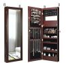 Gymax 47 in. H x 14.5 in. W x 3.5 in. D Wall Door Mounted Lockable Jewelry Cabinet Armoire Organizer with LED Brown New In Box $299