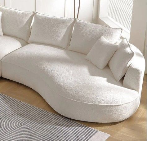 Ivy Bronx 124.8" Boucle Curved Sofa Couch New Floor Model $2999