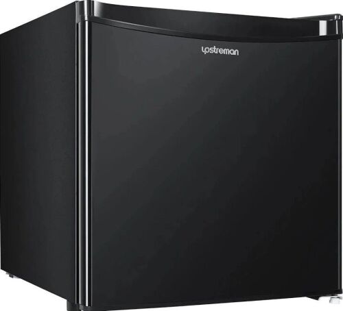 Upstreman 1.7 Cu ft Fridge with Freezer, Single Door Compact Refrigerator, Low Noise, Energy Saving, Adjustable Temperature, Reversible Door, for Home Office Dorm, Black FR17, On Working $299