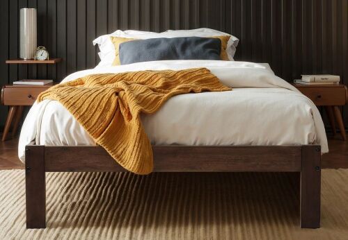 Subrtex 12" King Solid Wood Platform Bed Frame with Wooden Slats $499
