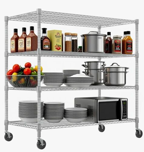 Rebrilliant 4-Shelf 48"W x 24"D Heavy Duty Adjustable Wire Shelving Unit with Casters New in Box $399
