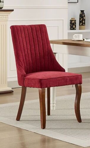 Streamdale Furniture Streamdale Wine Red Flocked Linen Dining Chair, New in Box $399