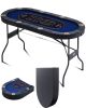 VEVOR 8 Player Foldable Poker Table, Blackjack Texas Holdem Poker Table with Padded Rails and Stainless Steel Cup Holders, Portable Folding Card Board Game Table, 72" Oval Casino Leisure Table, Blue New in Box $399