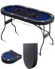 VEVOR 8 Player Foldable Poker Table, Blackjack Texas Holdem Poker Table with Padded Rails and Stainless Steel Cup Holders, Portable Folding Card Board Game Table, 72" Oval Casino Leisure Table, Blue New in Box $399