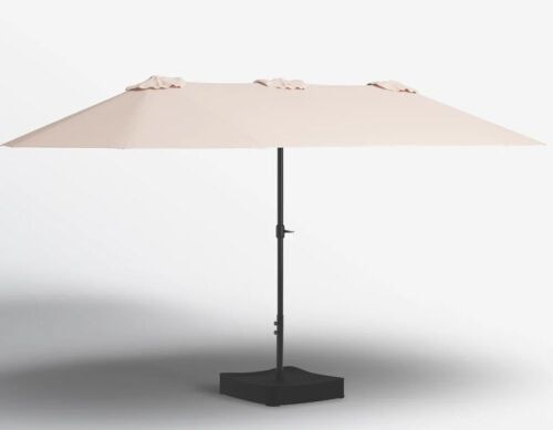 Sol 72 Outdoor Nyasia 15' x 9' Rectangular Market Umbrella with Base, Beige New in Box $299