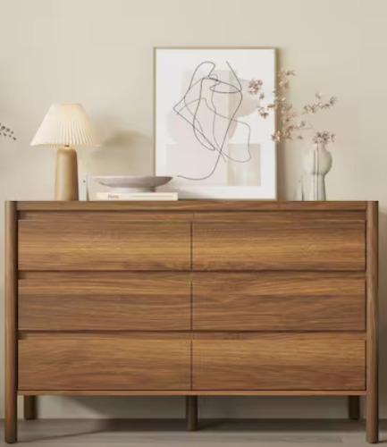 Kingdely Brown Wood Grain 6-Drawers 47.2 in. Wide Thick Board Chest of Drawers, Dresser, Storage Cabinet with 5-Legs $499