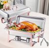 VEVOR Chafing Dish Buffet Set, 8 Qt 2 Pack, Stainless Steel Chafer with 2 Full Size Pans, Rectangle Catering Warmer Server with Lid Water Pan Stand Fuel Holder, for Wedding Party Banquet, Rose Gold New In Box $199
