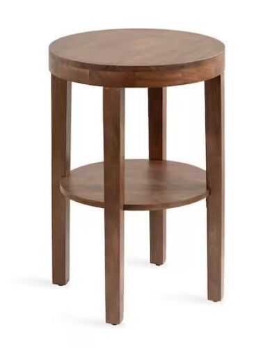 Kate and Laurel Talcott 16.00 in. Walnut Brown Round Solid Wood End Table New in Box $299
