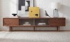 Red Barrel Studio Fjord 79"W Solid Oak TV Stand with Fluted Glass Doors New in Box $999