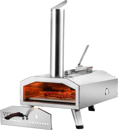 VEVOR Portable Outdoor Oven, 12-inch Pizza Oven, Pellet & Chips & Charcoal Tri-Fuel, Stainless Steel Pizza Grill, Includes Pizza Stone, Waterproof Cover, Shovel, Ideal for Camping & Backyard, Silver New in Box $399