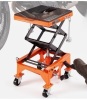 VEVOR Hydraulic Motorcycle Lift Table, 350 LBS Capacity Motorcycle Scissor Jack Lift with Wide Deck, J-hooks, 4 Wheels, Hydraulic Foot-Operated Jack Stand for ATV Dirt Bikes New in Box $399