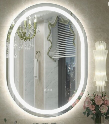 Wayfair Basics UL Certified LED Anti-Fog Tempered Glass Oval Bathroom/Vanity Mirror New in Box $399