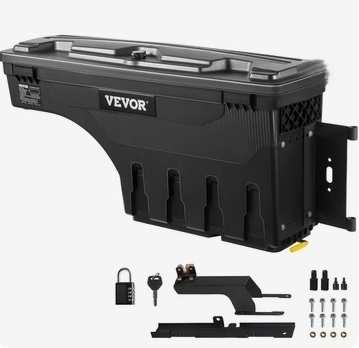 VEVOR Truck Bed Storage Box, Lockable Lid, Waterproof ABS Wheel Well Tool Box 6.6 Gal/20 L with Password Padlock, Compatible with Super Duty 2017-2021, Passenger Side, Black New in Box $299