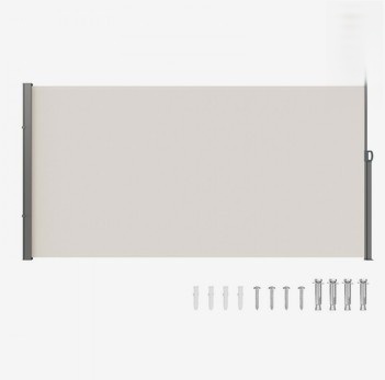 VEVOR Retractable Side Awning, 71''x 138'' Outdoor Privacy Screen, 180g Polyester Water-proof Retractable Patio Screen, UV 30+ Room Divider Wind Screen for Patio, Backyard, Balcony, Beige New in Box $299