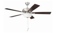 Craftmade EOS 52" Ceiling Fan With Blades, 3 Light Frost White Bowl Light Kit - Brushed Polished Nickel New In Box $299