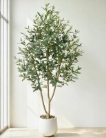 Primrue 7 ft. Tall Artificial Olive Tree with Anti-Tip Beige Pot - Faux Olive Tree for Indoor & Outdoor Decor, Lifelike Fake Plant for Living Room, Bedroom & Office New In Box $299
