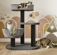 Tucker Murphy Pet&trade; 35.4" Arched Rattan Cat Tree With Scalloped Sherpa Perch & Hand-Woven Condo New In Box $299