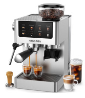 AIRMSEN Espresso Machine with Grinder, Espresso Coffee Machine with Customized Grind Amount & Coffee Volume, Cold Brew Coffee Maker for Cappuccino Latte Americano, Brushed Stainless Steel $399
