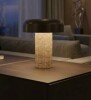 KIBUN Fluted Column Rechargeable Cordless LED Table Lamp, 3-Levels Brightness Touch Sensor Control, Travertine / Chocolate Bronze New In Box $499