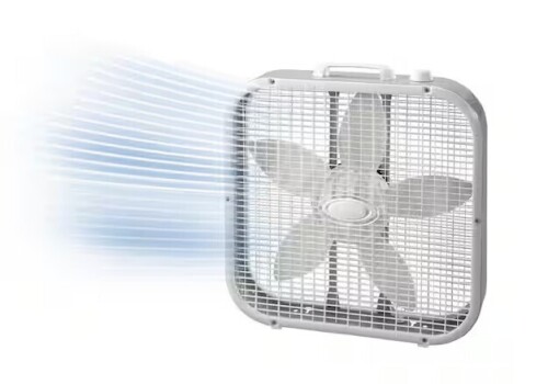 Lasko 20 in. 3 Speed Box Fan in White for Bedrooms, Living Rooms, Garages with Save Smart Technology, 1800 CFM, Carry Handle On Working $79