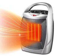 R.W.FLAME 1,500-Watt Compact Indoor Small Ceramic Electric Heater with Adjustable Thermostat and Carry Handle, Sliver On Working $79