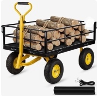 VEVOR Steel Garden Cart, Heavy Duty 1200 lbs Capacity, with Removable Mesh Sides to Convert into Flatbed, Utility Metal Wagon with 2-in-1 Handle and 13 in Tires, New in Box $399