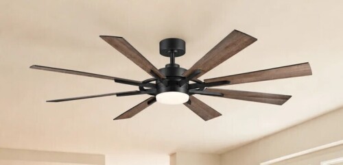 Latitude Run&reg; 60'' 8-Blade Modern Farmhouse Large Room LED Windmill Ceiling Fan with Light and Remote New In Box $399