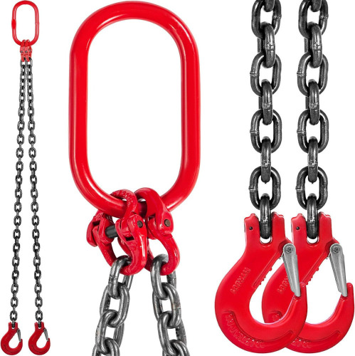 VEVOR Chain Sling 3/8" x 5' Double-Leg Lifting Chains with Grab Hooks, 4-Ton Capacity Lifting Slings, G80 Alloy Steel Double-Leg Slings New In Box $199
