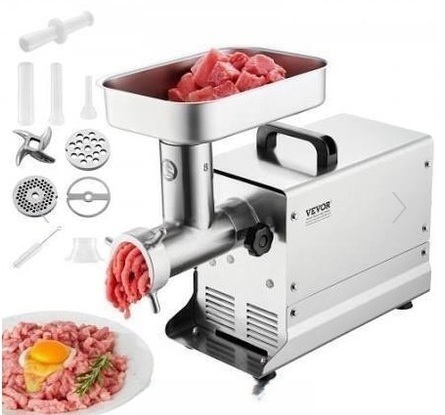 VEVOR Meat Grinder, 7 Lbs/Min Capacity Electric Meat Grinders with Blade, Grinding Plate, Sausage Maker, Stainless Steel Commercial Meat Mincer New in Box $499