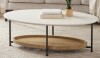 Wade Logan Beaumont Oval Coffee Table, White & Natural Wood Finish $599