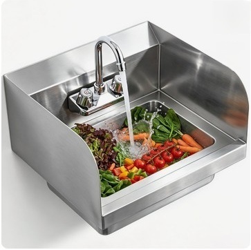 VEVOR Commercial Hand Sink with Faucet and Side Splash, Stainless Steel Sink for Washing, Small Hand Washing Sink, Wall Mount Hand Basin for Restaurant, Kitchen, Bar, Garage and Home, 17x12.8 inch New in Box $299