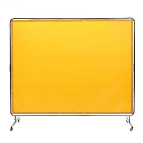 VEVOR Welding Screen with Frame, 6' x 8' Welding Curtain Screen, Flame-Resistant Vinyl Welding Protection Screen on 4 Swivel Wheel (2 Lockable), Moveable & Professional for Workshop/Industrial, Yellow, New in Box $299