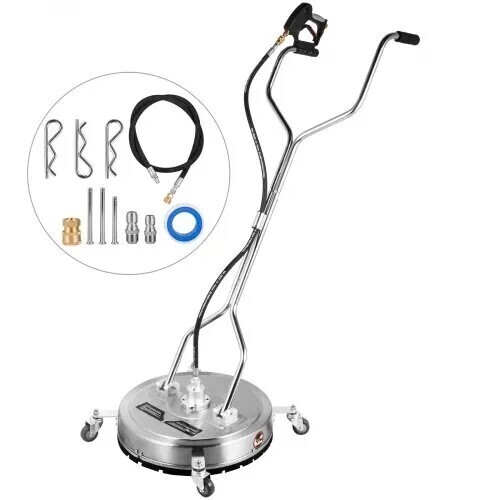 VEVOR Surface Cleaner 18" Flat Surface Cleaner for Pressure Washer 4000psi Pressure with 3/8 Quick Connector Surface Cleaner with Casters 10.5GPM Stainless Steel Rotating Rod & 3 Nozzle for Patio, New in Box $399
