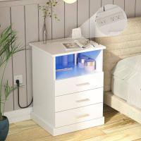 Vabches Light End Table with 3 Drawers & Open Storage, New in Box $399