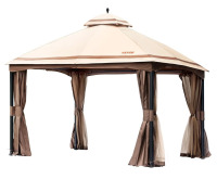 VEVOR Patio Gazebo for 10-12 Person, 10 x 13 FT Backyard Gazebo, with Mosquito Netting, Metal Frame, and PU Coated 180G Polyester, Outdoor Canopy Shelter for Patio, Backyard, Lawn, Garden, Deck New Open Box $499