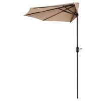 Arlmont & Co. Patio Umbrella - 9FT Half Umbrella Outdoor Patio Canopy with Easy Hand Crank - Condo, Townhouse, or Balcony Furniture by Villacera (Beige) New In Box $299