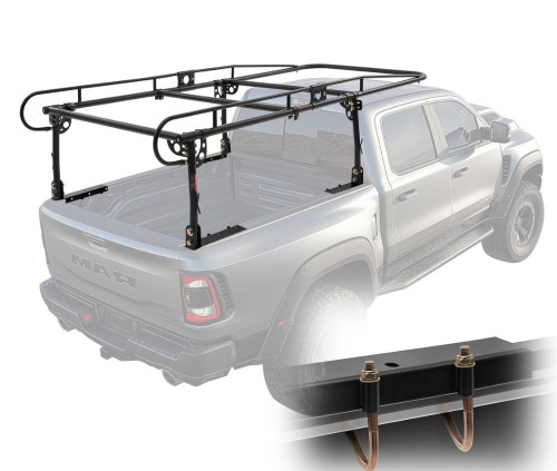 VEVOR Truck Ladder Rack, 1000 LBS / 454 KG Strong Capacity Truck Racks, Non-Drilling / Drilling Installation for Long or Heavy Cargo, 43.3-63 inch Adjustable Width for Kayak, Ladder, Surfboard, Lumber New Open Box $399