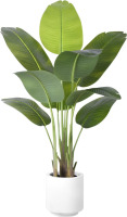 Artificial Bird of Paradise Plant 4 ft. Tall Fake Tropical Palm Tree Large Fake Plants with 9 Silk Banana Leaves Faux Plant Indoor Decor Trees with White Pot for Home Bedroom Living Room Office New in Box $299