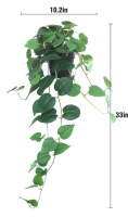 Trinx Fake Pothos Hanging Plants &ndash; 33" Set of 2 Faux Ivy Vines with Pots Realistic Silk Devil&rsquo;s Ivy for Indoor D&eacute;cor Low Maintenance Artificial House Plants for Home Bathroom or Office - Green (Set of 2) New In Box $99