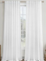 Latitude Run&reg; Dennan Linen Curtain Rod Pocket Back Tab, Linen Semi Sheer Curtains for Bedroom (Pair) 52"x 63" $89