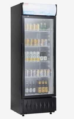VEVOR Commercial Merchandiser Refrigerator, 9.7 Cu.Ft / 275L Beverage Refrigerator Cooler Merchandiser, Glass Door Display Refrigerator Upright Fridge with 4 Adjustable Shelves, Customizable Lightbox New Damaged Glass $1199