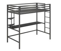Novogratz Maxwell Metal Twin Loft Bed with Desk & Shelves, Grey $499