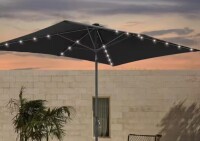 JOYESERY 6 ft. x 9 ft. Rectangular Market Umbrella Solar LED with Tilt Function Patio Market Umbrella in Black New In Box $299
