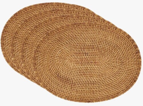 Saro Zadia Jute No Pattern Round Placemat (Set of 4) New In Box $99