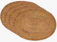 Saro Zadia Jute No Pattern Round Placemat (Set of 4) New In Box $99