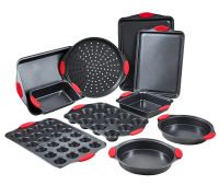 VEVOR Baking Pans Set, 10-Piece, Nonstick Carbon Steel Cookware Sheets & Trays, Stackable Kitchen Oven Bakeware Cooking Sets with Silicone Handles, Easy to Clean, for Baking Cookie Cake Muffin Bread New In Box $89