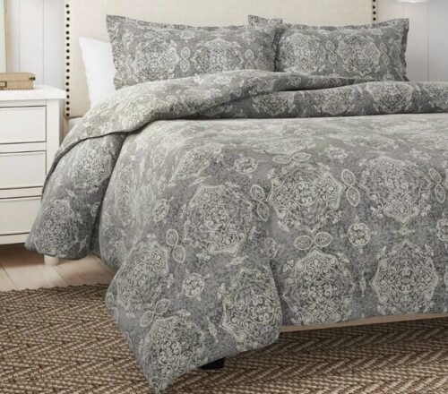 Birch Lane Gae Sandrine Duvet Cover Set Full/Queen 3 Piece Bedding Stone New in Box $199