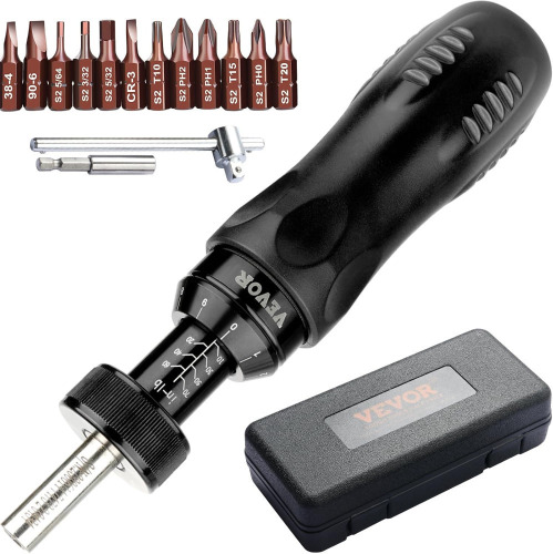 VEVOR Torque Screwdriver, 1/4" Drive Screwdriver Torque Wrench, Electrician Torque Screwdriver with Scale, 10-70 in/lbs Torque Range, 1 in-lbs Torque Increment Torque Screwdriver with Bits & Case New $99